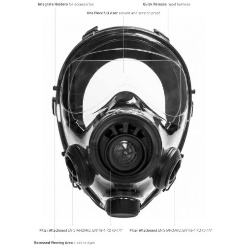  Mestel Safety - Full-face Gas Mask, Anti-Gas Respirator Mask - Resistant to Chemical Agents and Aggressive Toxic Substances - Suitable for Pesticide and Chemical Protection - SGE 4