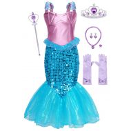MetCuento Mermaid Costume for Girls Toddlers Princess Ariel Dress Up Sequins Fancy Party Halloween Cosplay Birthday Outfits