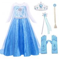 MetCuento Little Girl Princess Dresses Rapunzel Snow White Elsa Anna Little Mermaid Costume Party Halloween Outfit
