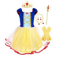 MetCuento Little Girl Princess Dresses Rapunzel Snow White Elsa Anna Little Mermaid Costume Party Halloween Outfit