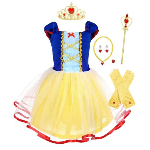  MetCuento Little Girl Princess Dresses Rapunzel Snow White Elsa Anna Little Mermaid Costume Party Halloween Outfit