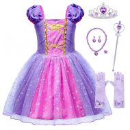MetCuento Snow White Dress for Girls Toddler Dress Up Fancy Party Fairy Tales Halloween Costume Cosplay Birthday Outfits