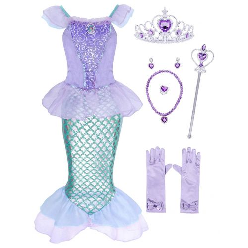  MetCuento Mermaid Costume for Girls Toddlers Princess Ariel Dress Up Sequins Fancy Party Halloween Cosplay Birthday Outfits