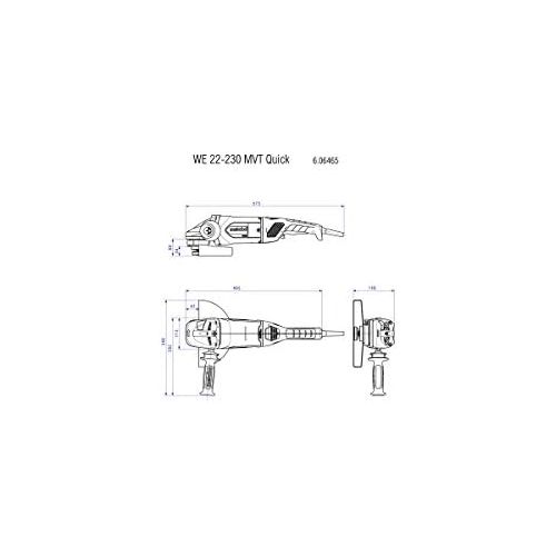  Metabo 606464580 WE 22-230 MVT (606464580) 2200-Watt-Winkelschleifer I mit patentiertem Staubschutz I Totmannschalter fuer hohen Anwenderschutz