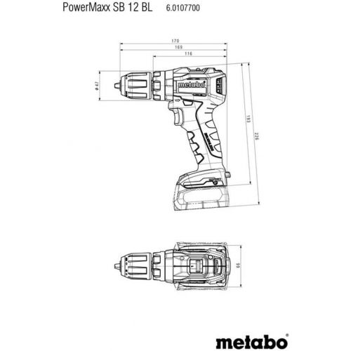  Metabo?- 12V Powermaxx Compact Brushless Hammer Drill/Driver Kit 2X 4.0Ah Lihd (601077520 12 BL 4.0), 12V Line