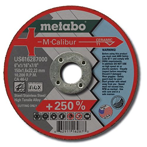  Metabo?- Application: Steel/Stainless Steel - 6 x 1/16 x 7/8 - CA46U M-Calibur T1 (US616287000), Type 1 M-CaliburSlicer Cutting Wheels