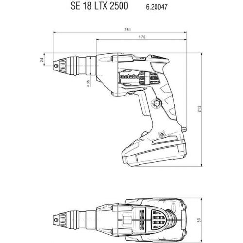  Metabo?- 18V Drywall Screw Gun, 2, 500Rpm Bare (620047890 18 LTX 2500 Bare), Drywall Screw Guns