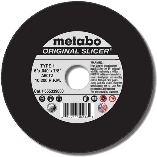  Metabo?- Application: Steel/Stainless Steel - 4 1/2 x .040 x 7/8 - A60TZ Original Slicer (655331000), Type 1Slicer Wheels