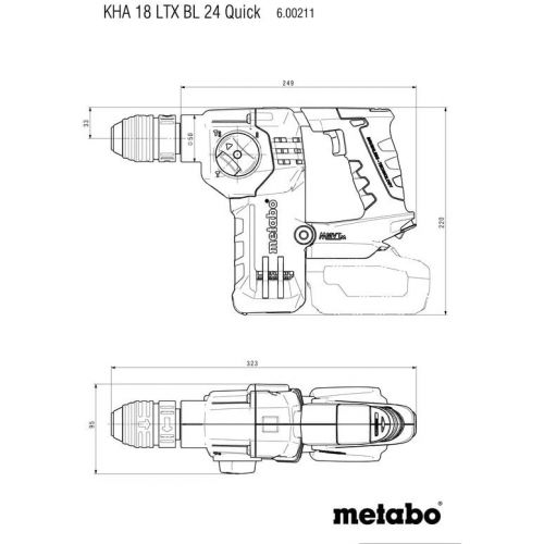  Metabo?- 18V 1 Sds-Plus Brushless Rotary Hammer w/Hepa Vacuum Attachment Kit 2X 5.2Ah (600211950 18 LTX BL 24 Quick + Isa 18 LTX 5.2), Rotary Hammers