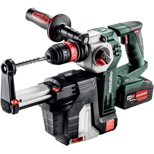  Metabo?- 18V 1 Sds-Plus Brushless Rotary Hammer w/Hepa Vacuum Attachment Kit 2X 5.2Ah (600211950 18 LTX BL 24 Quick + Isa 18 LTX 5.2), Rotary Hammers