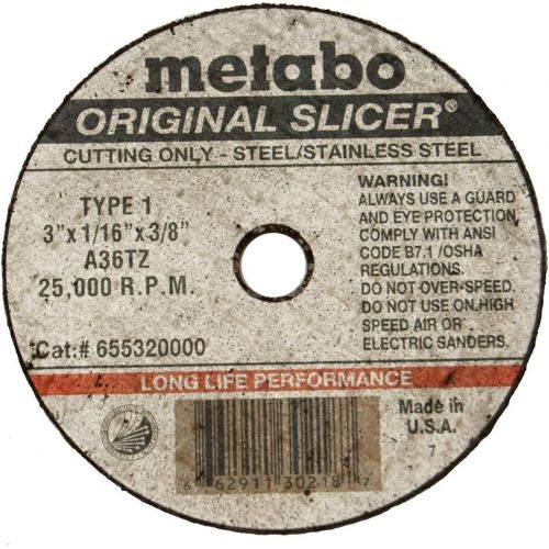  Metabo?- Application: Steel/Stainless Steel - 3 x 1/16 x 3/8 - A36XL Original Ll (655320000), Type 1Slicer Wheels