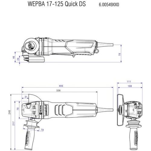  Metabo?- 5 Angle Grinder - 11, 000 Rpm - 14.5 Amps w/Brake, Non-Lock Paddle, Auto-Balancer, Electronics, Drop Secure (600549420 17-125 Quick DS), Professional Angle Grinders