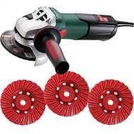 Metabo WEV15-125 - 4.5/5 Inch Angle Grinder 13.5 Amp 2,800-9,600 rpm- 4 Inch THD Turbo DiamondCup Wheel - Set, Fine, Medium, Coarse - Bundle - 4 Items