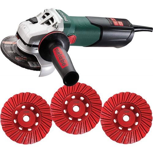  Metabo WEV15-125 - 4.5/5 Inch Angle Grinder 13.5 Amp 2,800-9,600 rpm- 4 Inch THD Turbo DiamondCup Wheel - Set, Fine, Medium, Coarse - Bundle - 4 Items