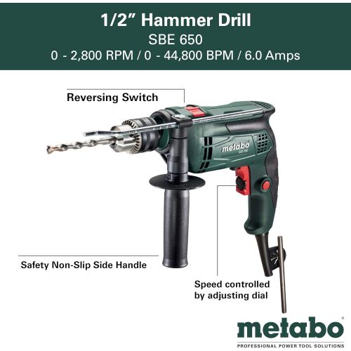  Metabo?- 1/2 Hammer Drill - 2, 800 Rpm - 6.5 Amp (600671420 650), Hammer Drills