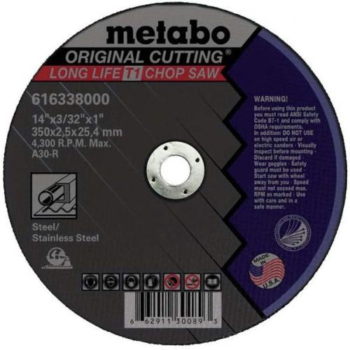  Metabo?- Application: Steel/Rail Track - 14x1/8x1 - A24N Original (616139000), Type 1 Wheels For Portable High Speed Saws