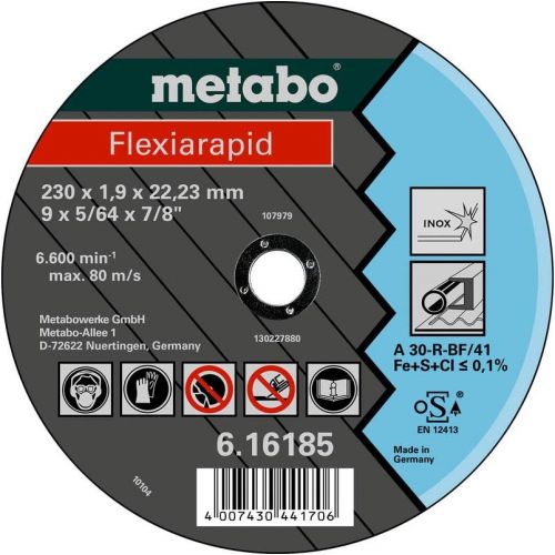  Metabo 616183000 Flexiarapid Stainless Steel Disc, Green, 150 x 1.6 x 22.2 mm