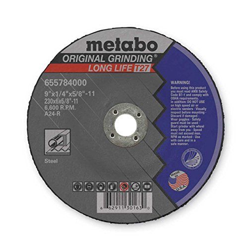  Metabo 655784000 9 x 1/4 x 5/8-11 Long Life - Depressed Center Grinding Wheels, 10 pack