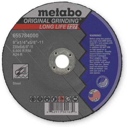  Metabo 655784000 9 x 1/4 x 5/8-11 Long Life - Depressed Center Grinding Wheels, 10 pack