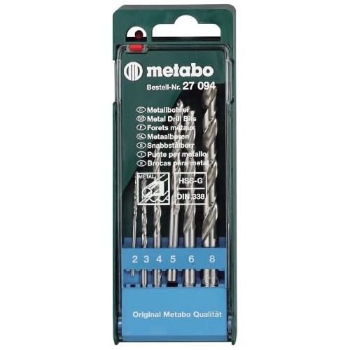  Metabo 627094000 HSS-G Metal Drill Bit Set, Green, Set of 6 Piece