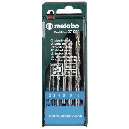  Metabo 627094000 HSS-G Metal Drill Bit Set, Green, Set of 6 Piece