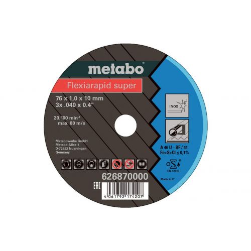  Metabo 626870000 5 Flexiarapid Super 76 x 1.0 x 10 mm Stainless Steel