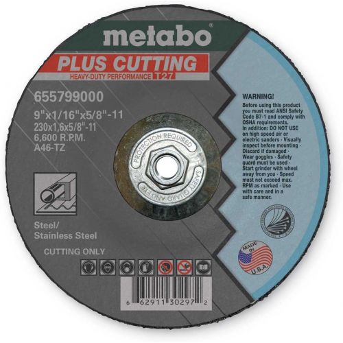  Metabo 655799000 9 x 1/16 x 5/8-11 Plus - Cutting Wheels, 10 pack