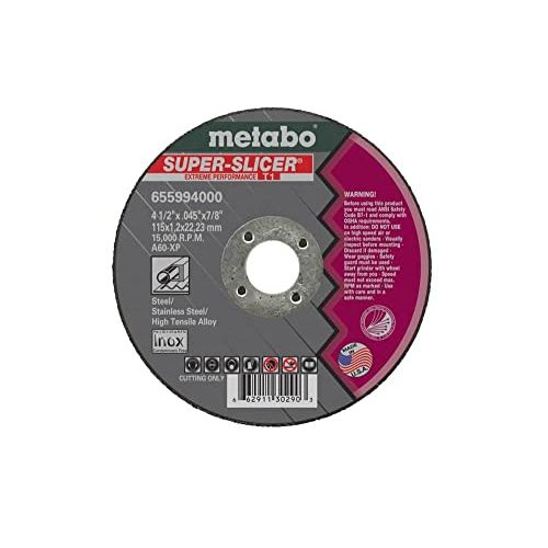  Metabo?- Application: Steel/Stainless Steel - 4 1/2 x .045 x 7/8 - A60XP Super Slicer (655994000), Type 1Slicer Wheels