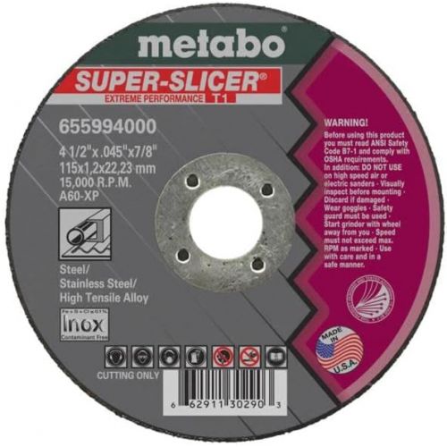  Metabo?- Application: Steel/Stainless Steel - 4 1/2 x .045 x 7/8 - A60XP Super Slicer (655994000), Type 1Slicer Wheels