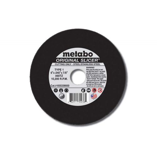  Metabo 655339000-10PK 6 x .040 x 7/8 A60TZ Slicer Cutting Wheel T1 (10pk)