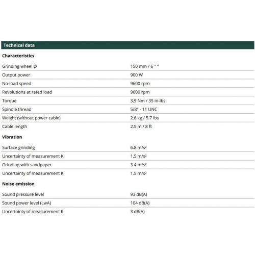  Metabo WE15-150 Quick 13.5 Amp 9,600 rpm Angle Grinder with Electronics and Lock-On Sliding Switch, 6