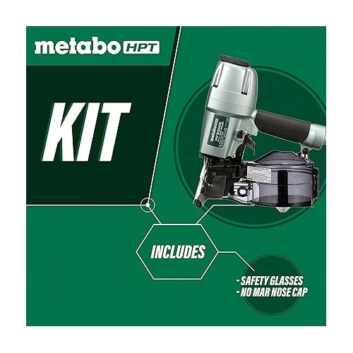  Metabo HPT Coil Siding Nailer, 1-1/2 inch to 2-1/2 inch Siding Nails, Side load, Tilt Bottom Magazine (NV65AH2)