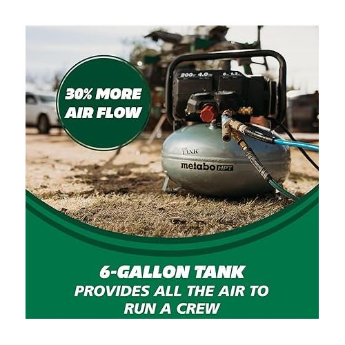  Metabo HPT Air Compressor, THE TANK™, Portable Air Compressor 200 PSI, 6 Gallon Air Compressor, Pancake Air Compressor, Versatile for Use with Framing, Siding, Finish, Brad or Roofing Nailers, EC914S