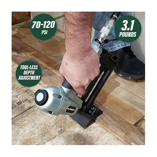  Metabo HPT Flooring Stapler | 18 Gauge | 1/4” Crown Staples | 1/2” to 1-9/16” Length | Pneumatic | 5 Year Professional Warranty | N4004AB