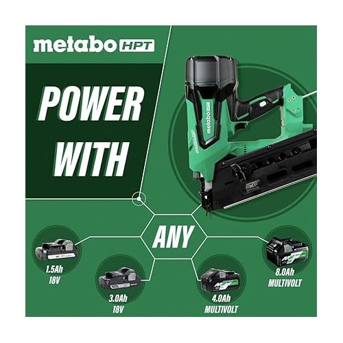  Metabo HPT 18V Cordless Framing Nailer | Tool Only - No Battery | Brushless Motor | 2-Inch up to 3-1/2-Inch Round Plastic Strip Nails | Lifetime Tool Warranty | NR1890DRSQ7