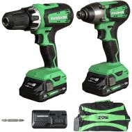 Metabo HPT 18V MultiVolt Hammer Drill and Impact Driver Combo Kit | Cordless | 2-2.0Ah Li-Ion Batteries w/Fuel Gauge | Lifetime Tool Warranty | KC18DFX