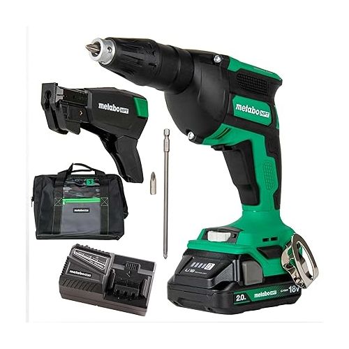  Metabo HPT Cordless 18V MultiVolt™ Drywall Screw Gun Kit | Includes Collated Screw Magazine Attachment | Includes 1-18V 2.0 Ah Battery | Lifetime Tool Warranty | W18DAQB