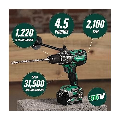  Metabo HPT 36V MultiVolt Cordless Hammer Drill Kit with Batteries and Charger | 1/2-inch Keyless | DV36DAG