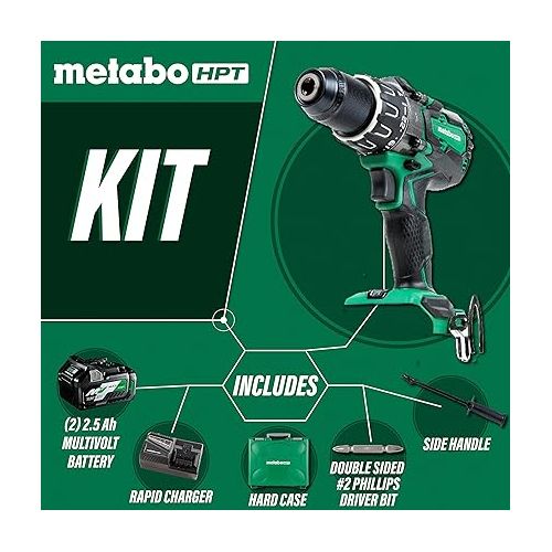  Metabo HPT 36V MultiVolt Cordless Hammer Drill Kit with Batteries and Charger | 1/2-inch Keyless | DV36DAG