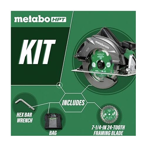  Metabo HPT Circular Saw Kit | RIPMAX | 7 1/4-Inch Blade | 6,800 RPM | Dust Blower Function | 5-Year Warranty | C7UR