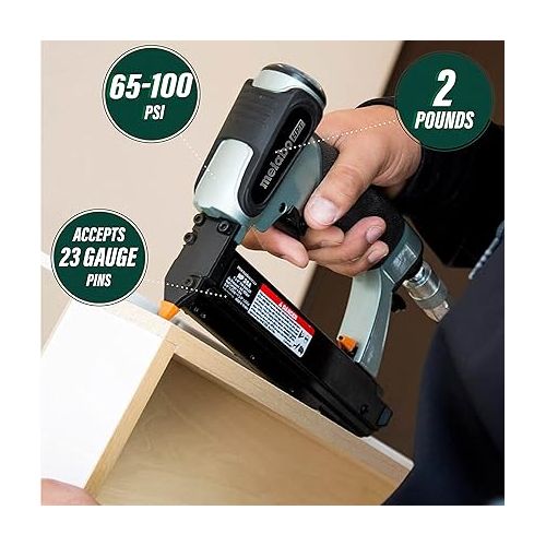  Metabo HPT Pin Nailer Kit | Pro Preferred Brand of Pneumatic Nailers | 23 Gauge | Accept 5/8-Inch to 1-3/8-Inch Pin Nails | Ideal for Cabinets, Paneling, Craft Work, & Picture Frame Assembly | NP35A