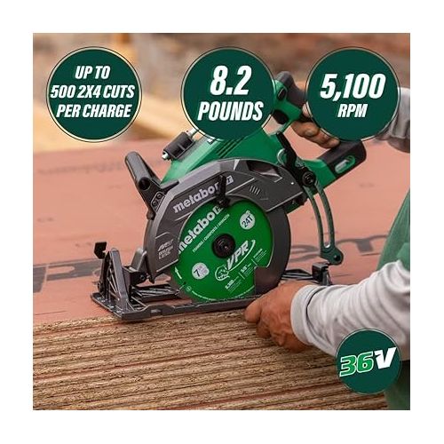  Metabo HPT 36V MultiVolt™ Cordless Rear Handle Circular Saw Kit | Optional AC Adapter | 7-1/4-Inch Blade | 500 Cross Cuts Per Charge | Lightweight - 8.2 Lbs. | C3607DWA