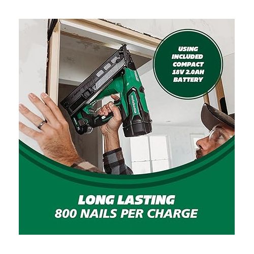  Metabo HPT 18V MultiVolt™ Angled Cordless Finish Nailer Kit, 15 Gauge, 1-1/4