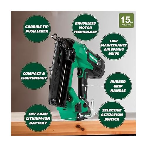  Metabo HPT 18V MultiVolt™ Angled Cordless Finish Nailer Kit, 15 Gauge, 1-1/4