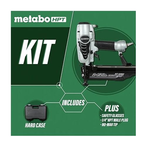  Metabo HPT Finish Nailer | 16 Gauge Finish Nails - 1-Inch up to 2-1/2-Inch | Integrated Air Duster | 5-Year Warranty | NT65M2S