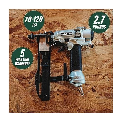  Metabo HPT Pro Finish Stapler, Pneumatic, 18 Gauge, 1/4-Inch Narrow Crown Staples, 1/2-Inch up to 1-1/2-Inch Staple Length, All-Metal Key Component Construction, Air Duster, Belt Hook (N3804A5)