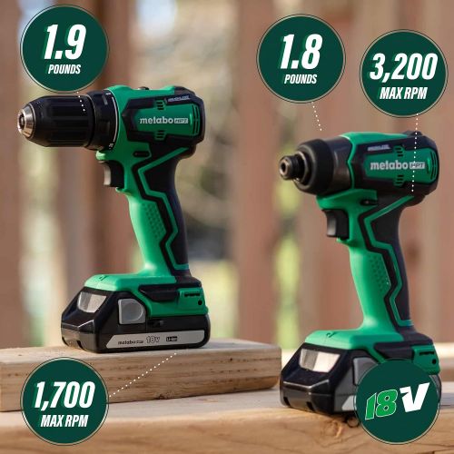  Metabo HPT 18V MultiVolt Cordless Combo Kit Includes Drill and Impact Driver Sub-Compact Brushless Motor Lithium-Ion Batteries Lifetime Tool Warranty KC18DDX