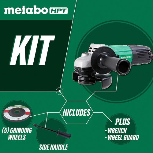  Metabo HPT Angle Grinder, 4-1/2-Inch, 5.1-Amp Motor, Small Grip Diameter, 4 Lbs (G12SS2)