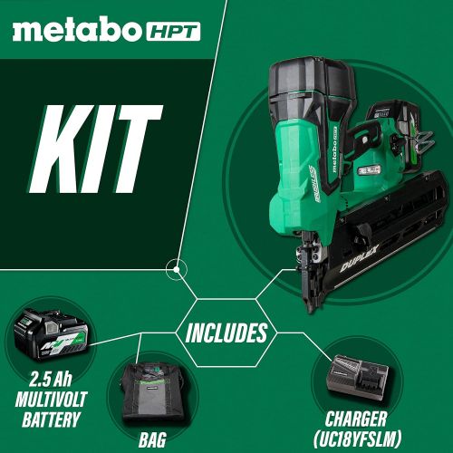  Metabo HPT 36V MultiVolt Cordless Duplex Nailer | 21 Degree Duplex Nail, up to 3-1/2-Inch | 1-36V Battery + Charger | NR3675DD