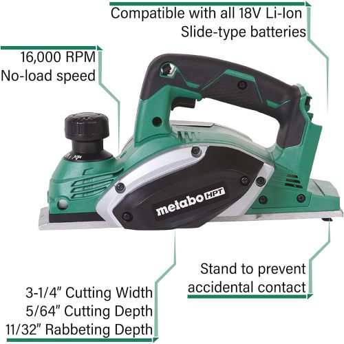  Metabo HPT Cordless Planer | 18V, Tool Only - No Battery | 3-1/4-Inch | P18DSLQ4